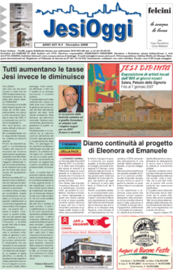 Copertina di Jesi Oggi - Dicembre 2006 Copertina di Jesi Oggi - Dicembre 2006