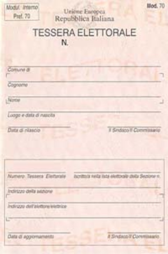 Tessera Elettorale Tessera Elettorale