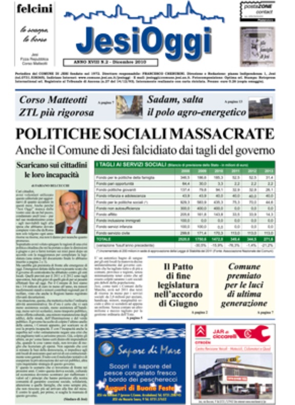 Copertina di Jesi Oggi - Dicembre 2010 Copertina di Jesi Oggi - Dicembre 2010