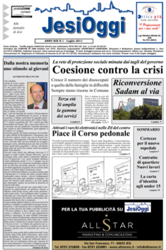 Copertina di Jesi Oggi - Luglio 2011 Copertina di Jesi Oggi - Luglio 2011
