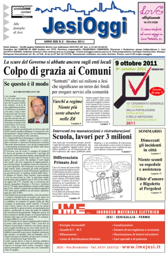 Copertina di Jesi Oggi - Ottobre 2011 Copertina di Jesi Oggi - Ottobre 2011