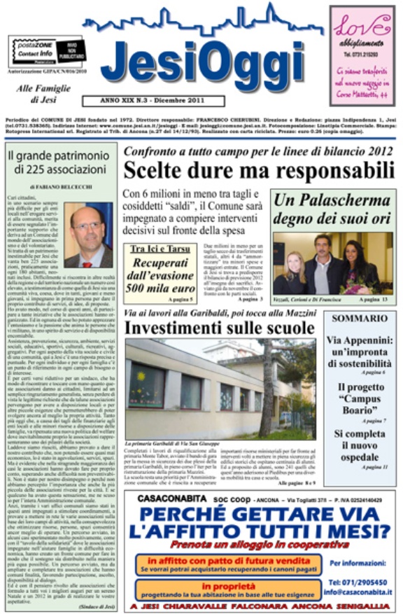 Copertina di Jesi Oggi - Dicembre 2011 Copertina di Jesi Oggi - Dicembre 2011