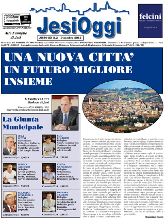 Copertina di Jesi Oggi - Dicembre 2012 Copertina di Jesi Oggi - Dicembre 2012