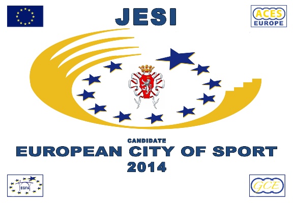 La targa di candidatura di Jesi a 'Città europea dello sport' La targa di candidatura di Jesi a 'Città europea dello sport'