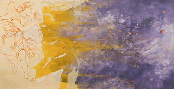 L'Annunciazione-Omaggio a Lorenzo Lotto (Omar Galliani, tempera su tela+disegno, cm 200x400) L'Annunciazione-Omaggio a Lorenzo Lotto (Omar Galliani, tempera su tela+disegno, cm 200x400)