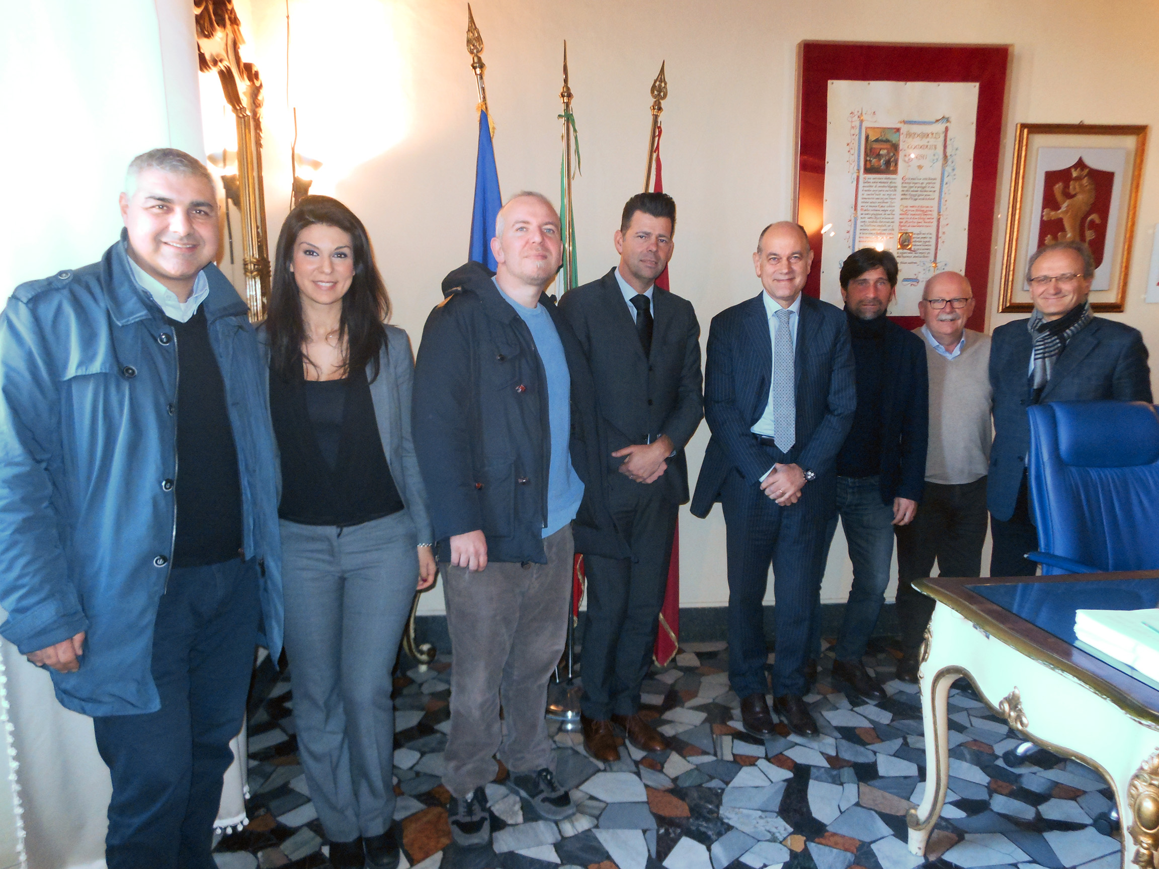 Un momento dell'incontro con i sindaci di Jesi e Senigallia, Massimo Bacci e Maurizio Mangialardi