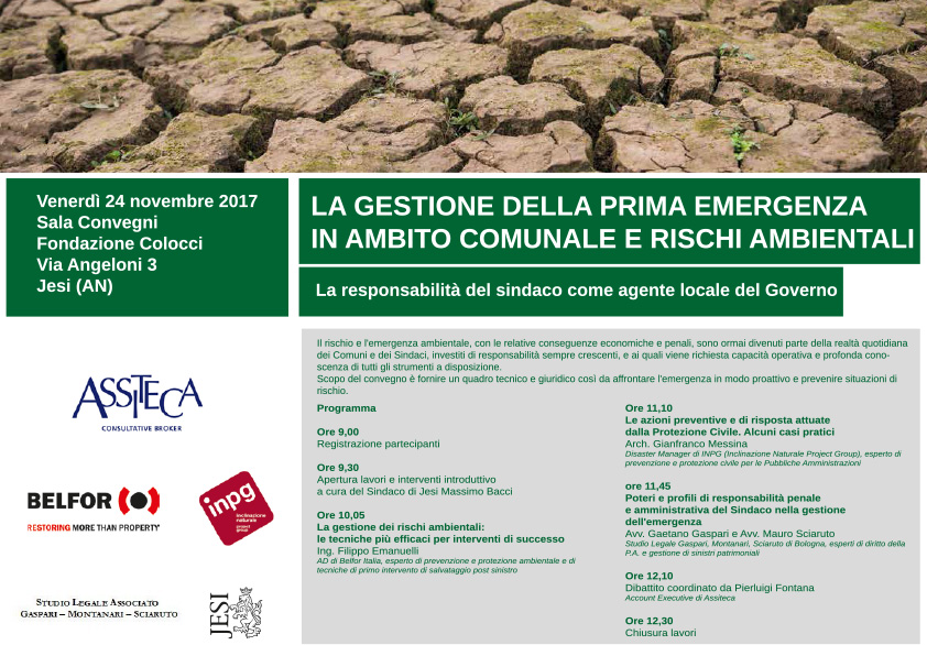 Prima emergenza e responsabilità del Sindaco esperti a confronto alla fondazione Colocci