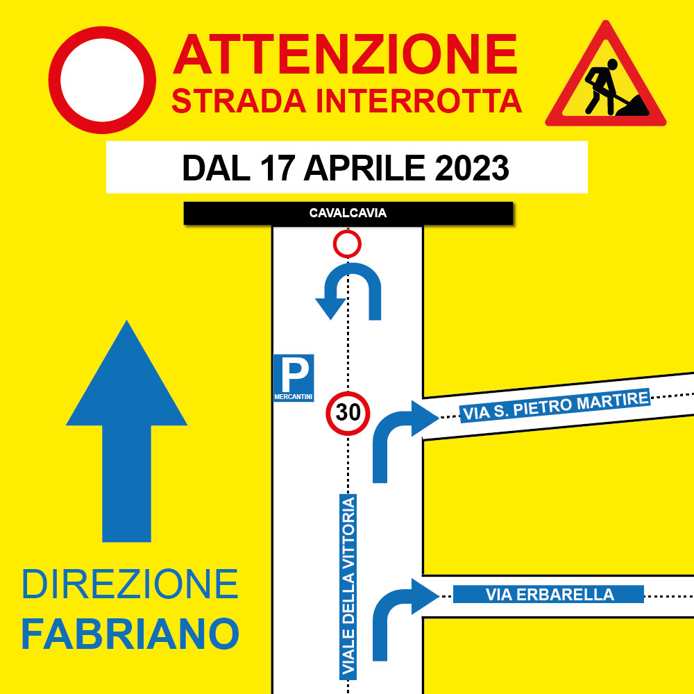 Modifiche alla circolazione Viale della Vittoria - Direzione Fabriano